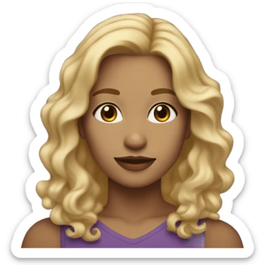 34 year old women with wavy blonde hair shoulder length hair and hazel eyes, and sticker