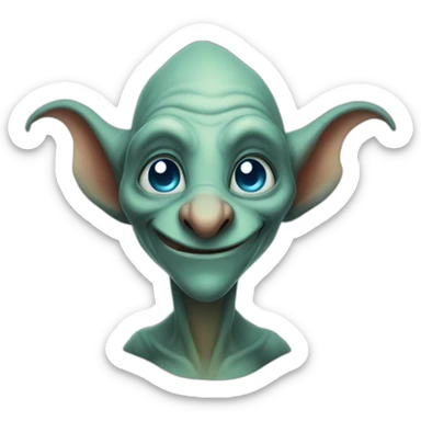 Long nose, cute goblin with blue eyes sticker