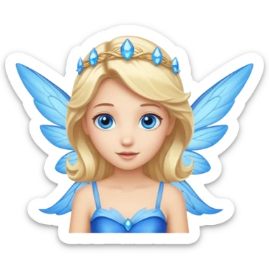 Flying blue fairy with blonde hair and blue eyes sticker
