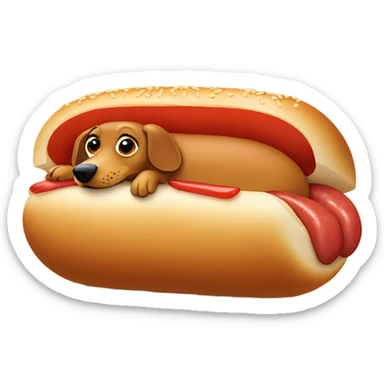 Wiener dog in hot dog bun sticker