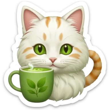 Cat drinking matcha sticker