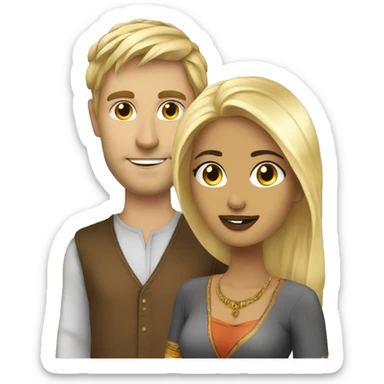 Pretty indian girl with hot blonde white guy sticker