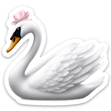 Swan with pale pink bow sticker