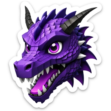 Minecraft black dragon head with purple eyes sticker