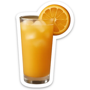 Remove the background, keep only the realistic glass of orange juice in photorealistic style with transparent background. sticker