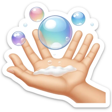 Closeup hands foaming soap bubbles sticker