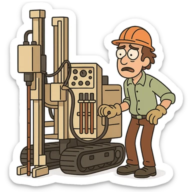 rack-mounted geotechnical drilling rig (Geoprobe-style soil sampling machine), transparent background sticker