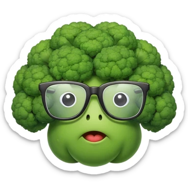 Broccoli with glasses sticker