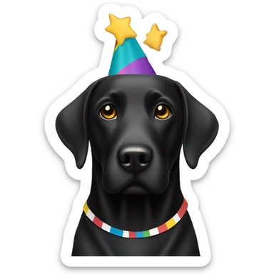 Black Labrador with happy birthday flag sticker