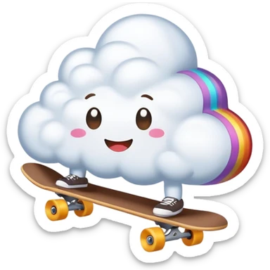 rainbow kawaii Poop cloud skateboarding  sticker