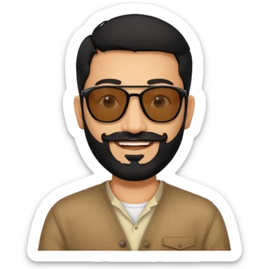 Indian man with  black hair and beard and black sunglasses sticker