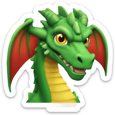 the head of a graoully dragon, green body and red back and green / yellow wings sticker