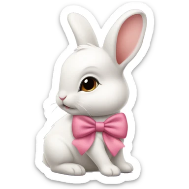 Baby bunny with coquette bow on ear sticker