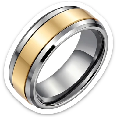 Two tone Tungsten silver and small gold trim on top and bottom metal ring sticker