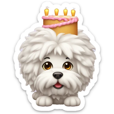 cute Coton de tuler with birthday cake sticker