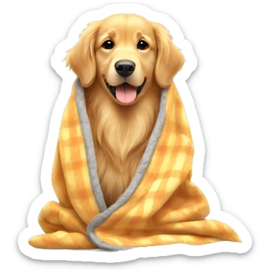 Golden retriever cozy in a blanket sticker