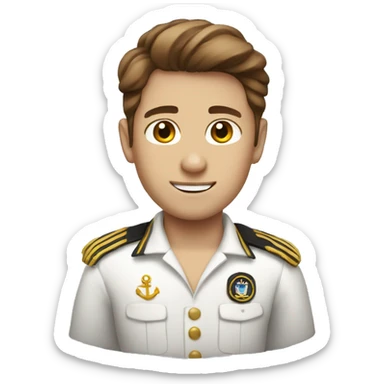 White boy with brown hair dressed as a yacht captain  sticker