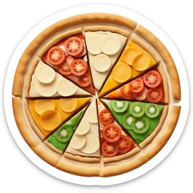 a pie chart sitting on top of a pizza  which has no other toppings sticker