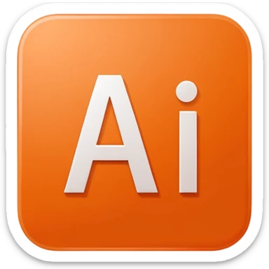 Adobe Illustrator logo, orange square with rounded corners, bold white 'Ai' letters, simple and recognizable sticker