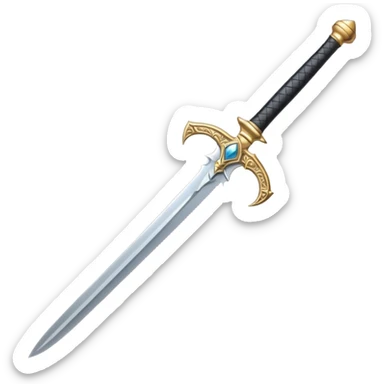 Double-edged arched sword with sticker