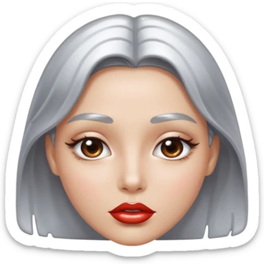 slightly parted lips, silver chrome material, glossy wet shine, seductive aesthetic sticker