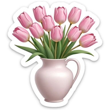 Light pink tulips in white vase sticker