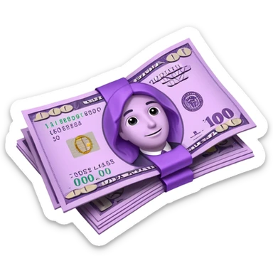 billetes en 3d morados animados en png sticker