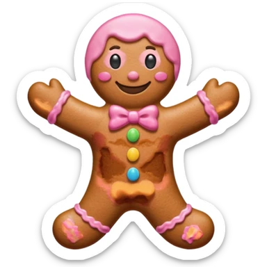 Gingerbread man in pink sticker