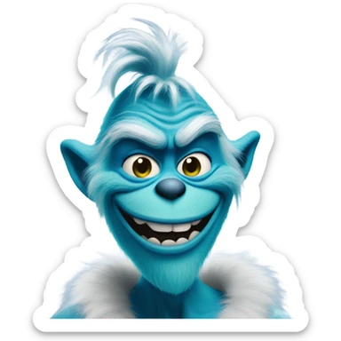blue grinch smirking sticker