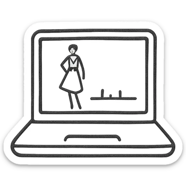 Laptop with Fashion Sketch + Timeline Bar sticker