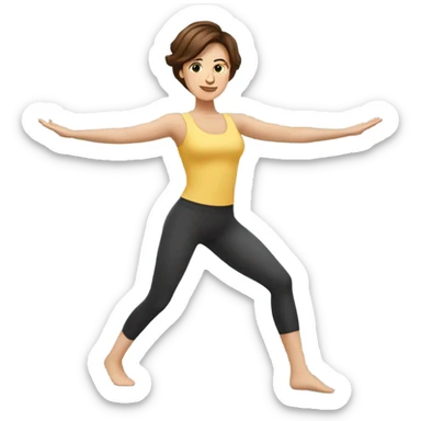 Pretty Woman with short brown hair doing Pilates exercises  sticker