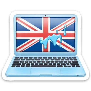 pastel melted laptop on the screen British flag sticker