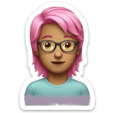 Pink haired glasses 11 year old boy sticker