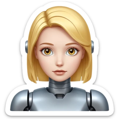 female different hair color metalic robot face sticker