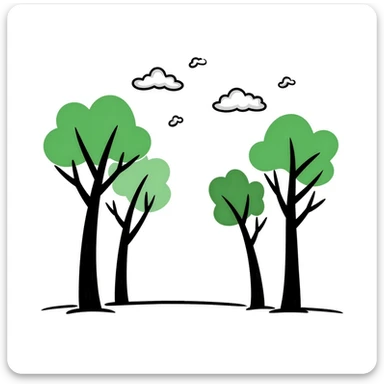 A sunny day with trees, sky, and clouds sticker