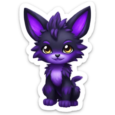 Anthro-Edgy-Cool-Black-Purple-Contrast-Colors-Fantasy-Fur-Sona-Chibi-Shiny-Fakémon-Hybrid full body sticker