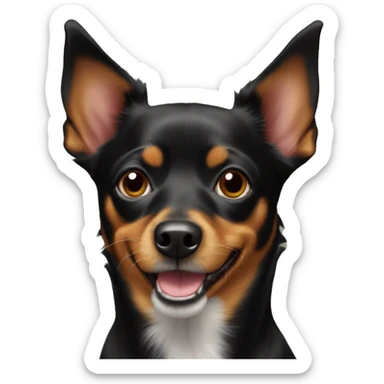 a black pinscher papillon mix dog  sticker