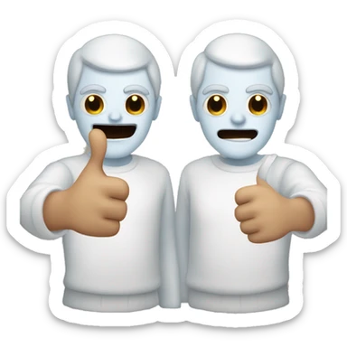 White ugly man holding two thumbs up with creepy smile sticker