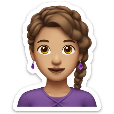 Girl with brown hair and purple earrings sticker