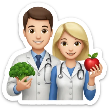 Crie para mim um emoji de Nutricionista casal homem e mulher sticker
