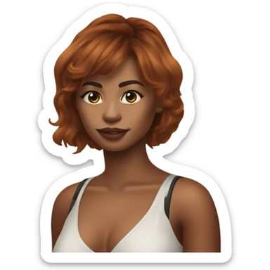 Ruiva com curtain bangs, pele clara, 24 anos  sticker