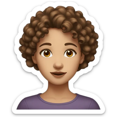 portrait of midle easten curly girl with medium brown hair and brown eyes sticker
