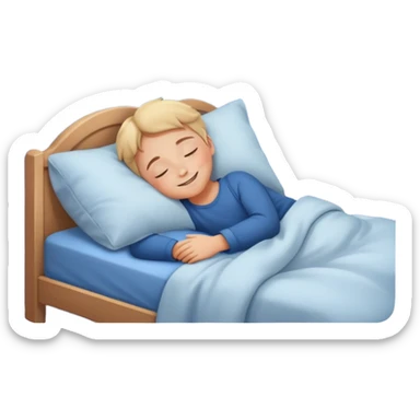 a child tucked in bed sleeping with a smile, night sky outside window sticker