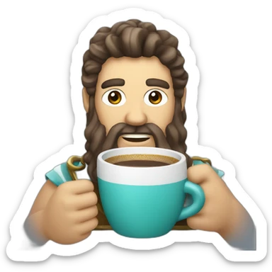happy Poseidon drinks coffee sticker