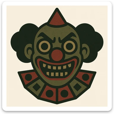 Hunt Showdown clown, more circle/square, to be clear visible on small size sticker