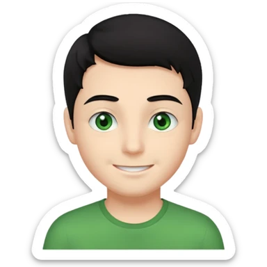 Boy is black hair.   Green eye.    Eyebrows black sticker