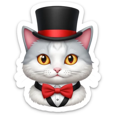 Cat  and wearing a top hat and a bow tie sticker