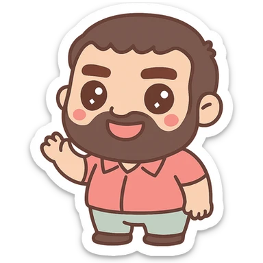 Recep İvedik as a kawaii character, cute proportions, big eyes, playful expression sticker