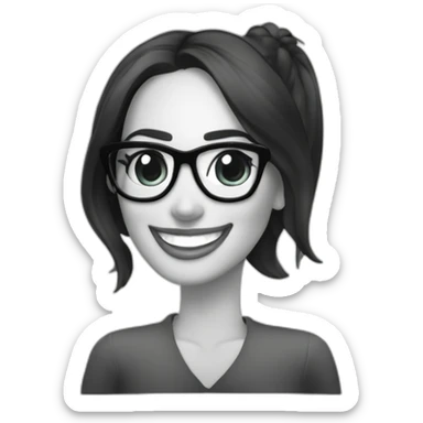 Megan Fox sonriente con lentes y teléfono celular sticker