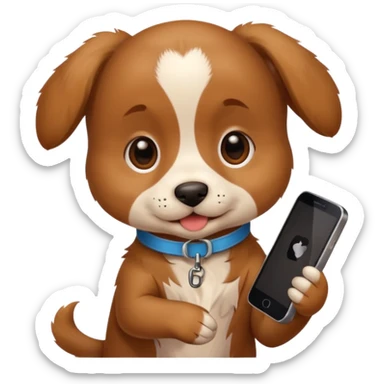 puppy with phone sticker